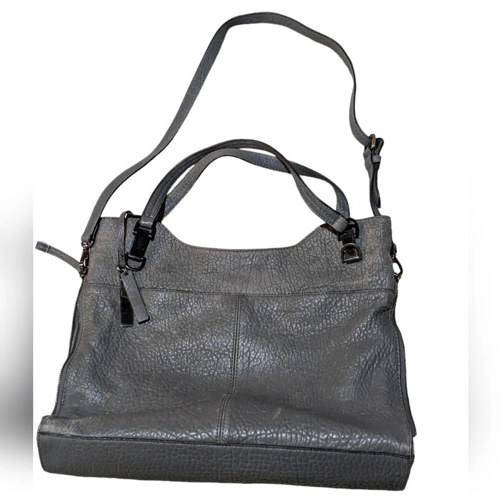 Vince Camuto Myri Tote Shoulder Bag Purse Leather Steel Grey Grunge Buttery Soft